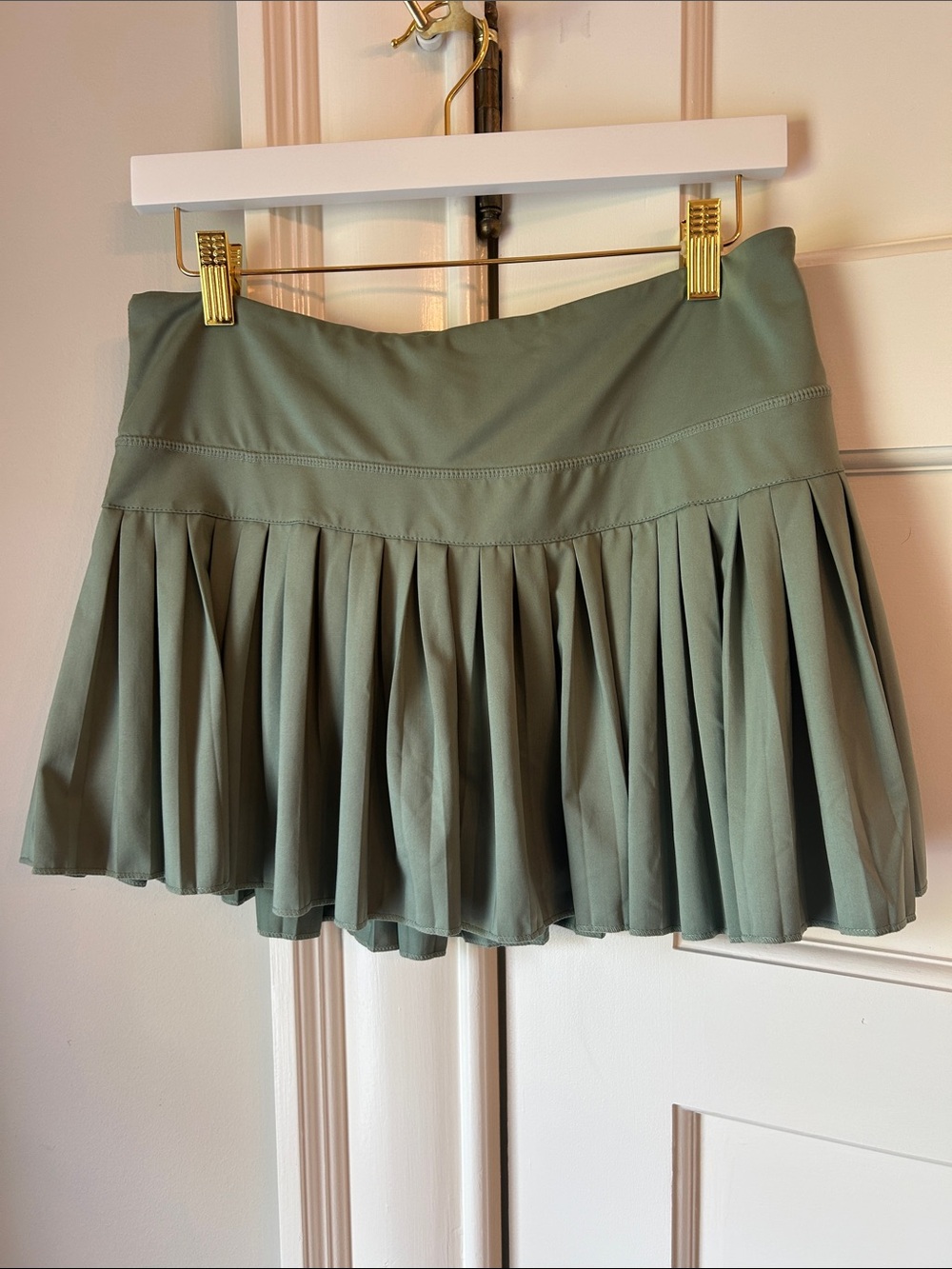 Pleated Mini Skirt in Sage Green